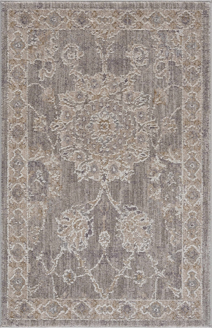 Traditional Vintage Style Gray, Beige, Violet and White Medium Pile Rug - The Rug Decor