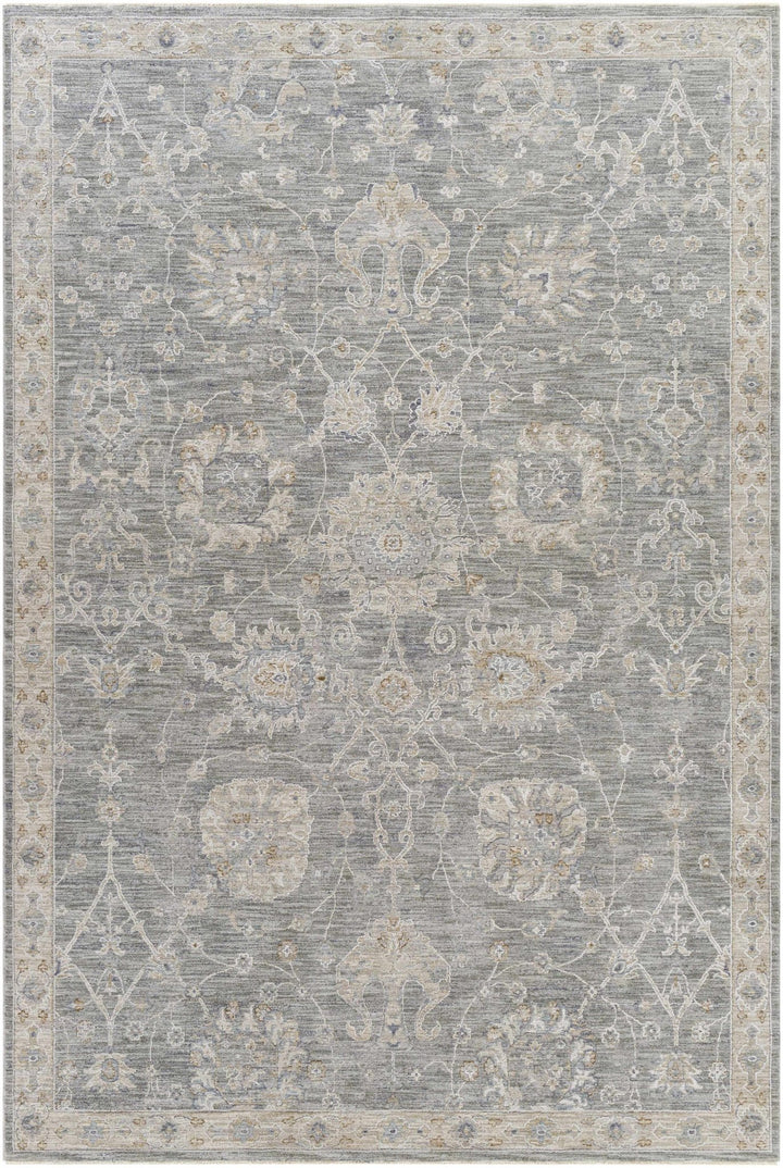 Traditional Vintage Style Gray, Beige, Violet and White Medium Pile Rug - The Rug Decor