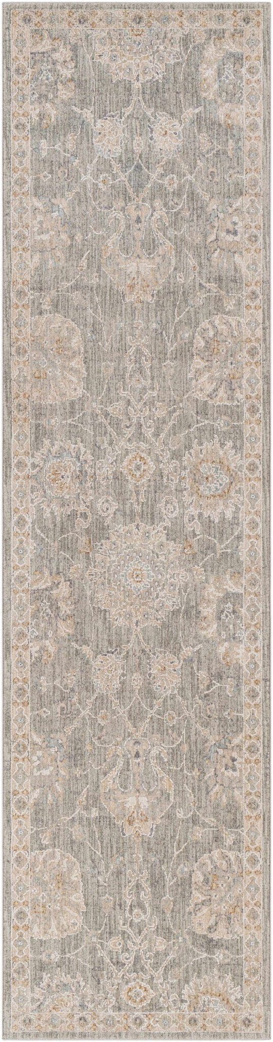 Traditional Vintage Style Gray, Beige, Violet and White Medium Pile Rug - The Rug Decor