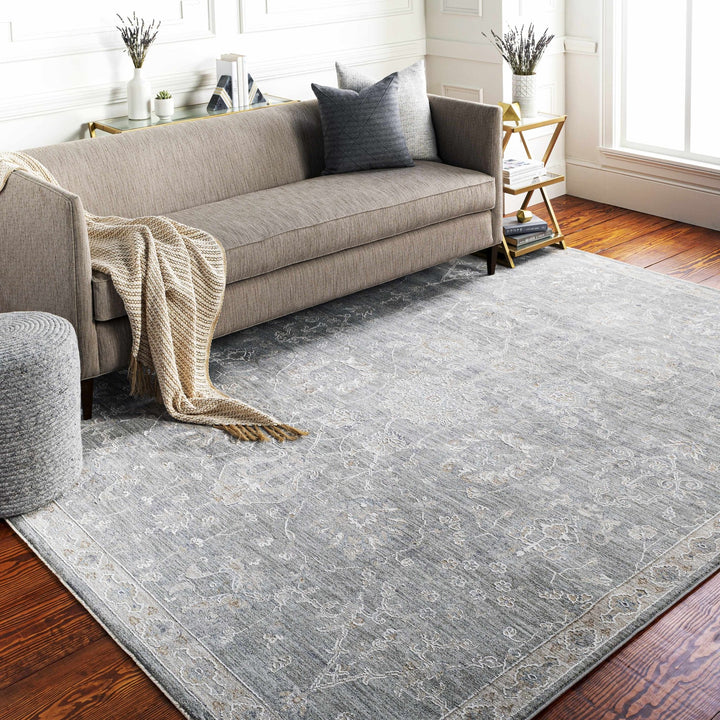 Traditional Vintage Style Gray, Beige, Violet and White Medium Pile Rug - The Rug Decor