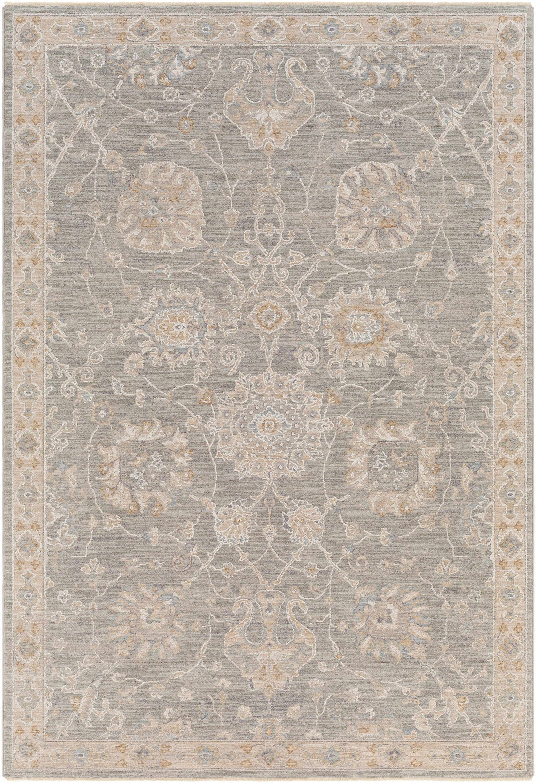 Traditional Vintage Style Gray, Beige, Violet and White Medium Pile Rug - The Rug Decor