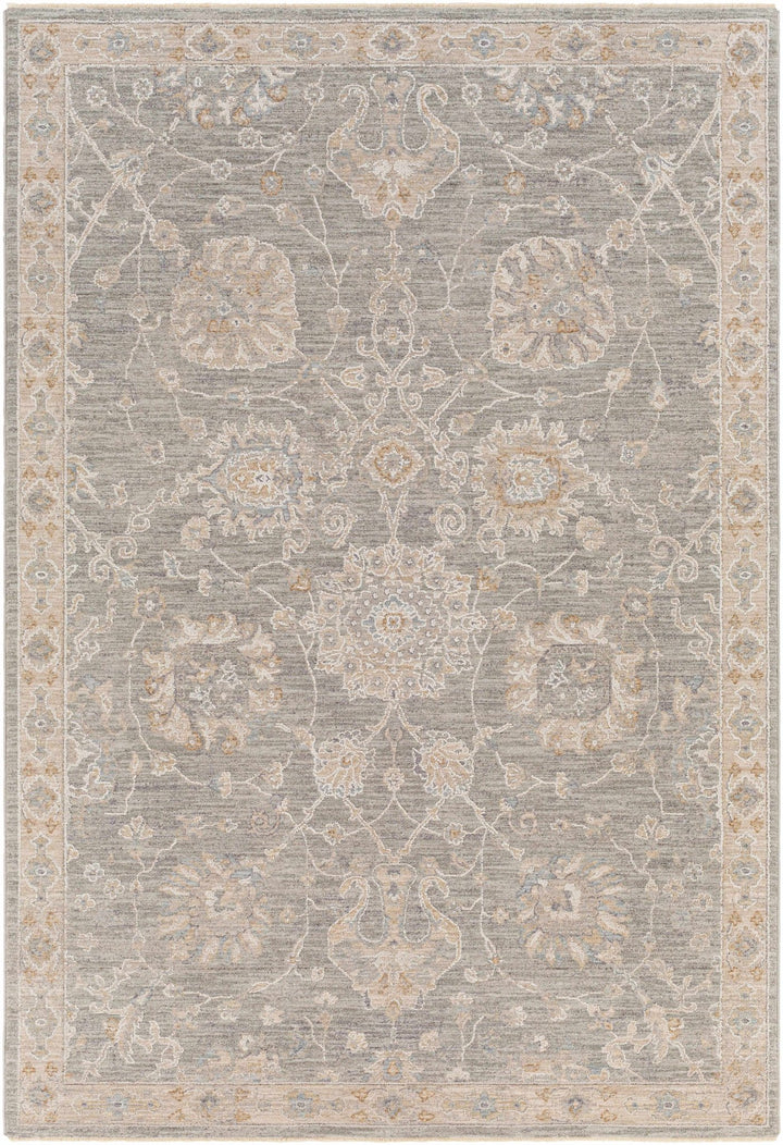 Traditional Vintage Style Gray, Beige, Violet and White Medium Pile Rug - The Rug Decor