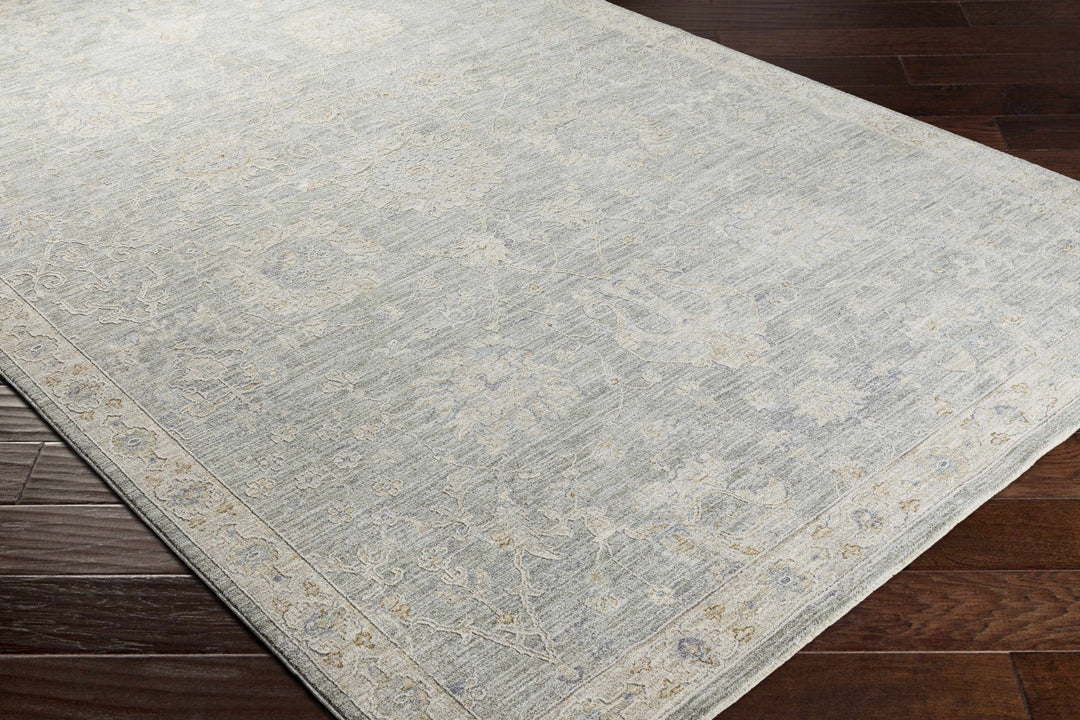Traditional Vintage Style Gray, Beige, Violet and White Medium Pile Rug - The Rug Decor