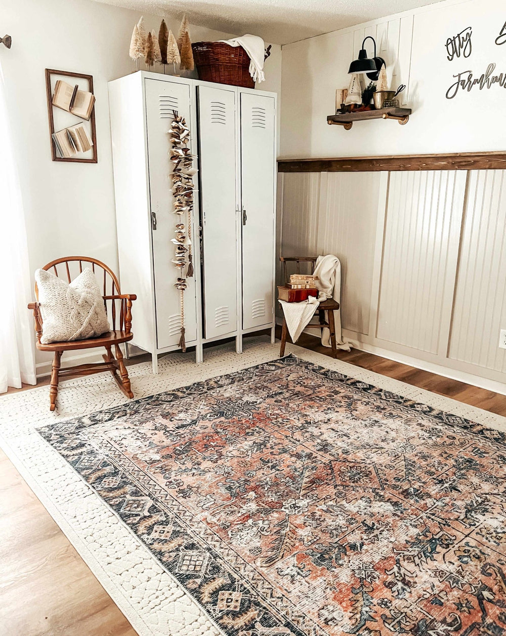 Traditional Vintage Style Turkish Machine Rust, Ivory and Black Machine Washable Area Rug - The Rug Decor