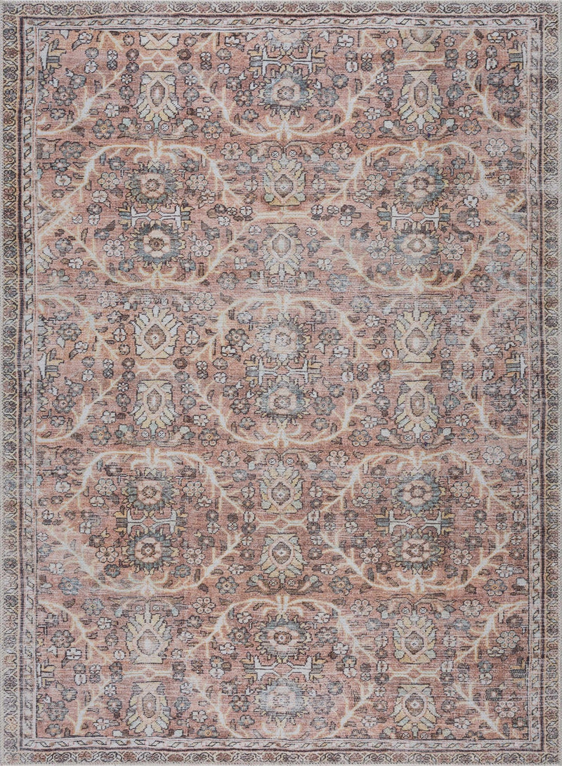 Traditional Vintage Turkish Design Peach, Ivory and Brown Low pile Area Rug - The Rug Decor
