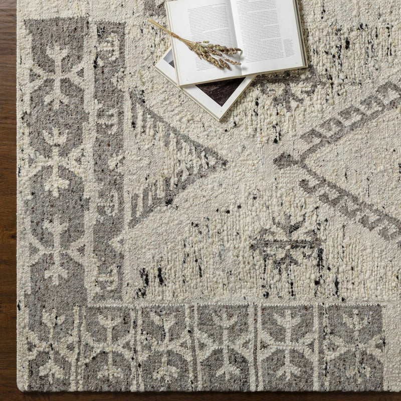 Transitional Beige and Gray Hand Woven Wool Area Rug - The Rug Decor