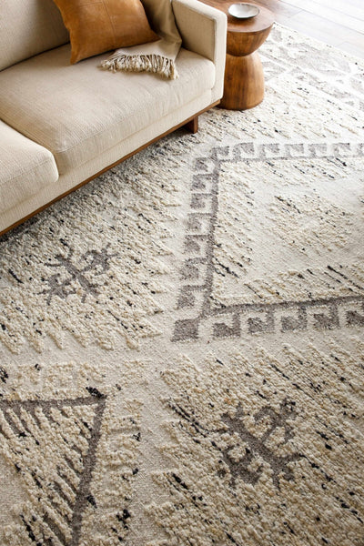 Transitional Beige and Gray Hand Woven Wool Area Rug - The Rug Decor
