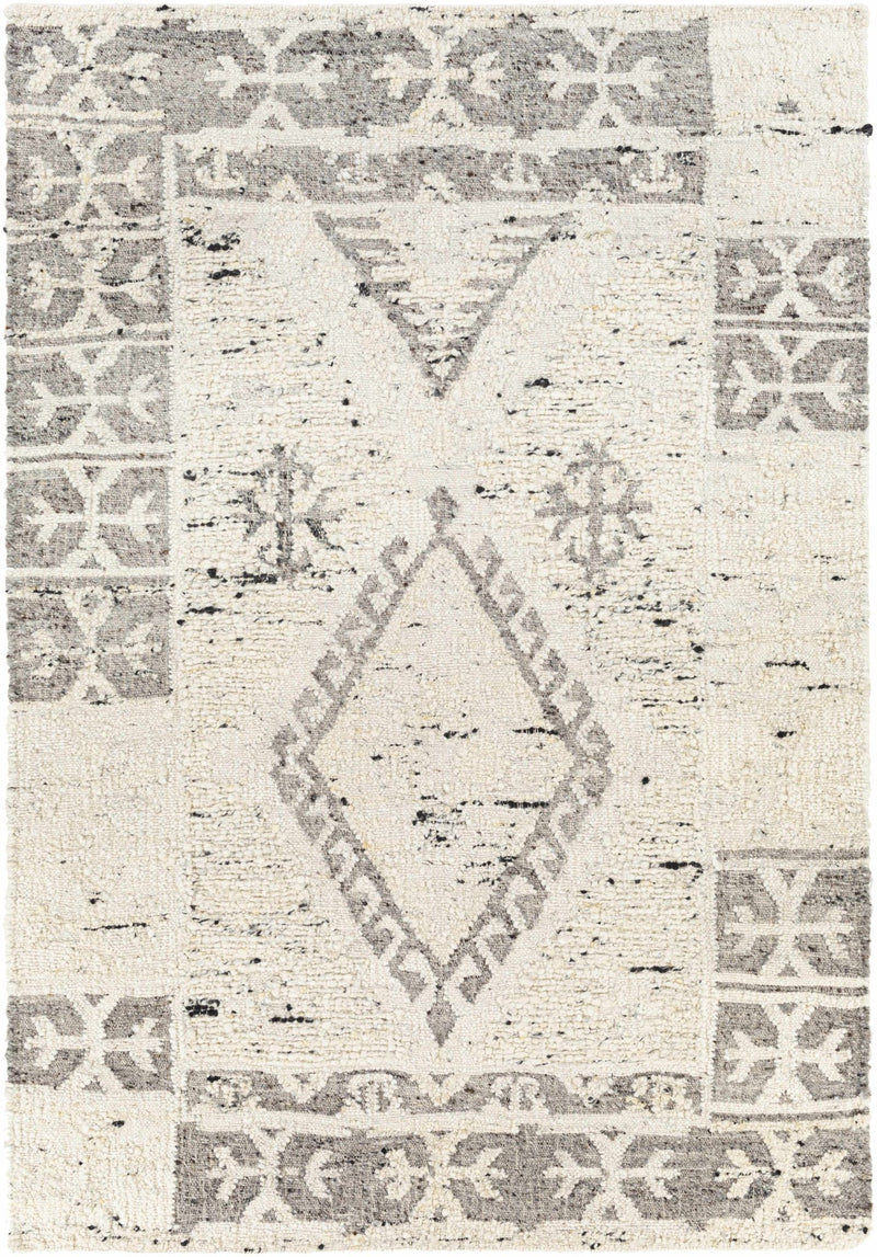 Transitional Beige and Gray Hand Woven Wool Area Rug - The Rug Decor