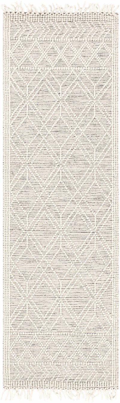 Transitional Hand Woven Ivory and Beige Tasseled Texture Wool Cotton Blended Rug - The Rug Decor