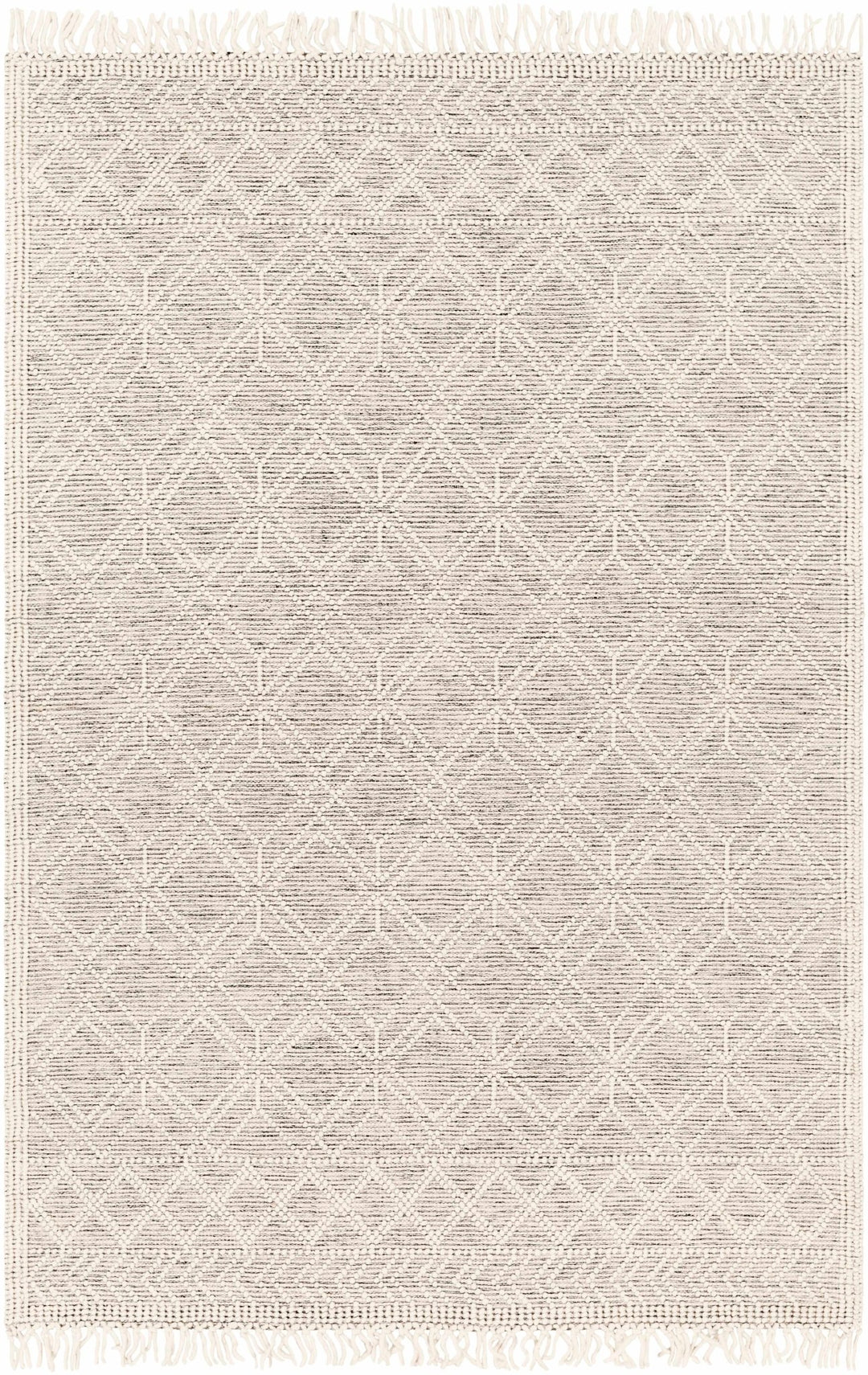 Transitional Hand Woven Ivory and Beige Tasseled Texture Wool Cotton Blended Rug - The Rug Decor