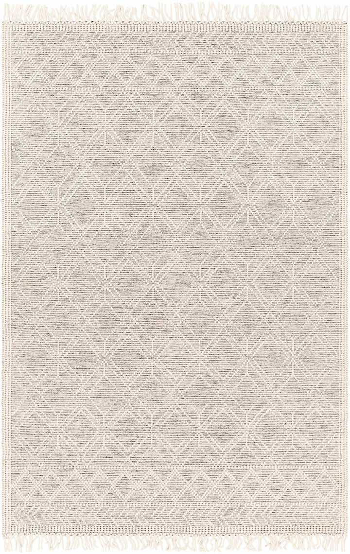 Transitional Hand Woven Ivory and Beige Tasseled Texture Wool Cotton Blended Rug - The Rug Decor