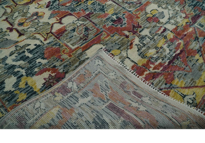 Transitional Ivory, Rust, Yellow Custom Made Turkish Design wool Area Rug - The Rug Decor