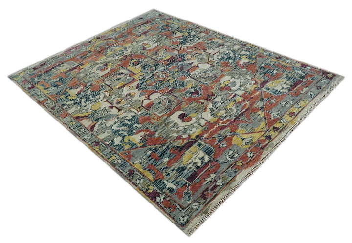 Transitional Ivory, Rust, Yellow Custom Made Turkish Design wool Area Rug - The Rug Decor