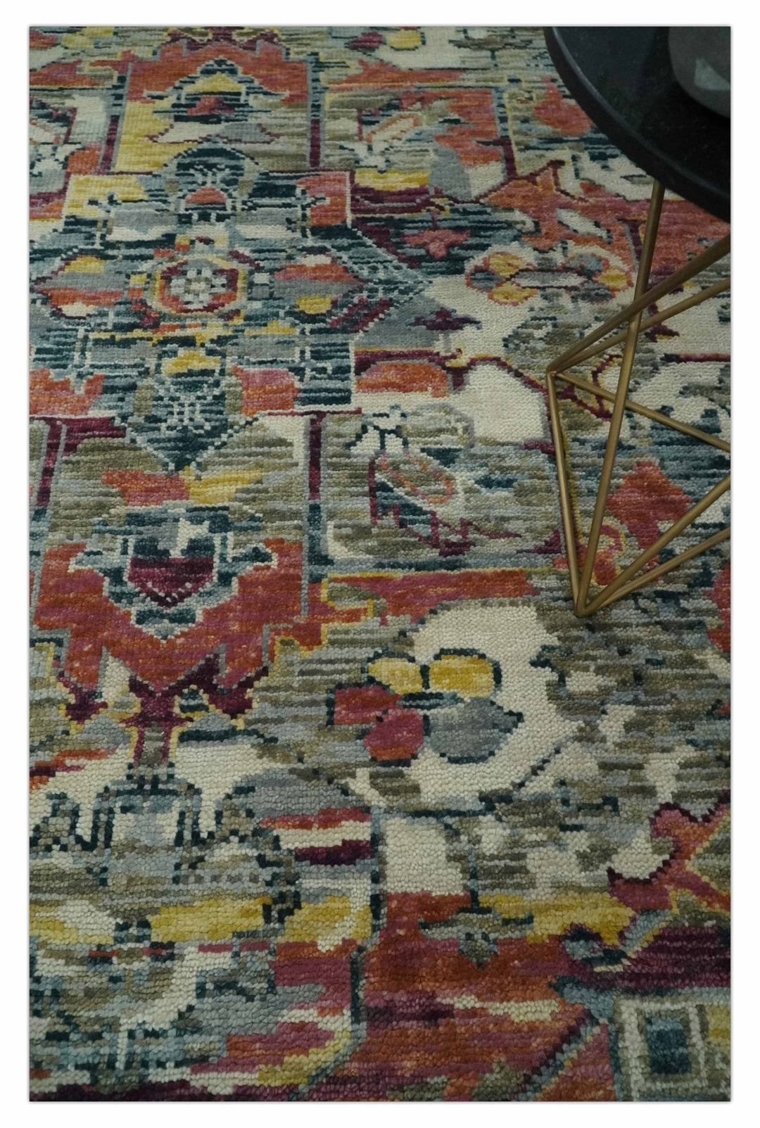 Transitional Ivory, Rust, Yellow Custom Made Turkish Design wool Area Rug - The Rug Decor