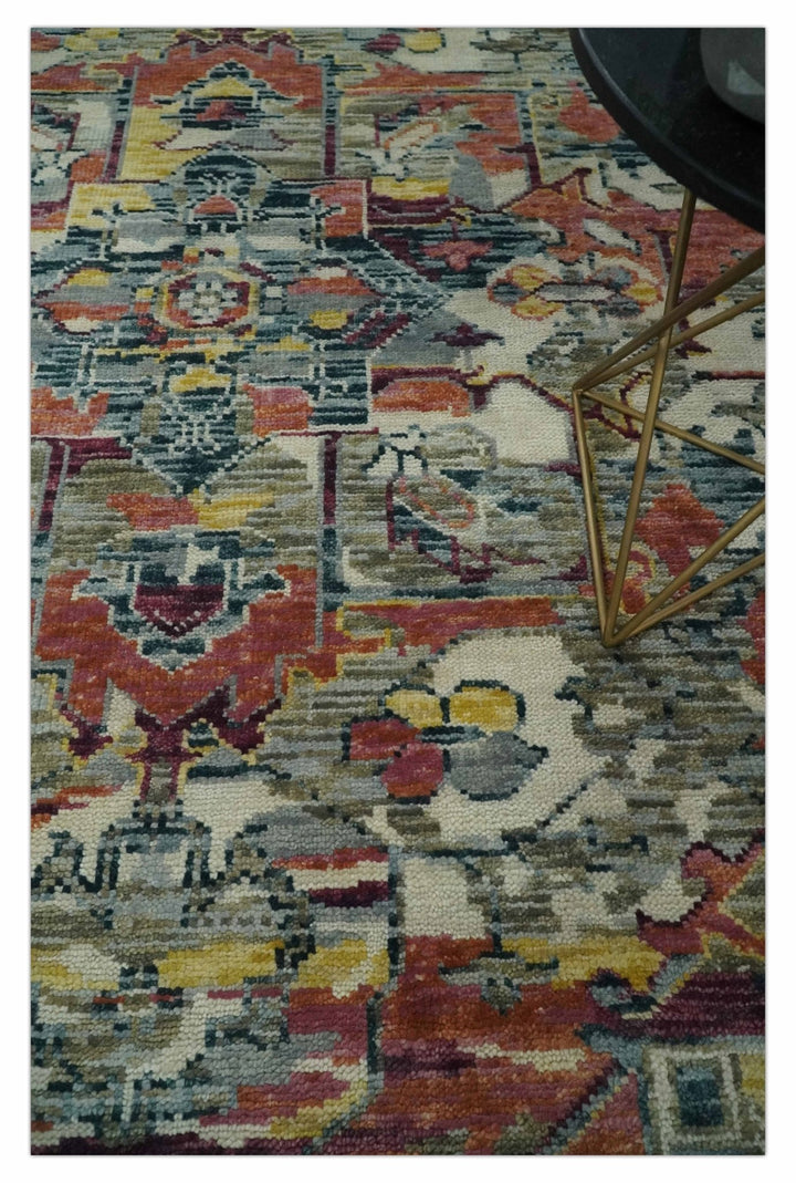 Transitional Ivory, Rust, Yellow Custom Made Turkish Design wool Area Rug - The Rug Decor