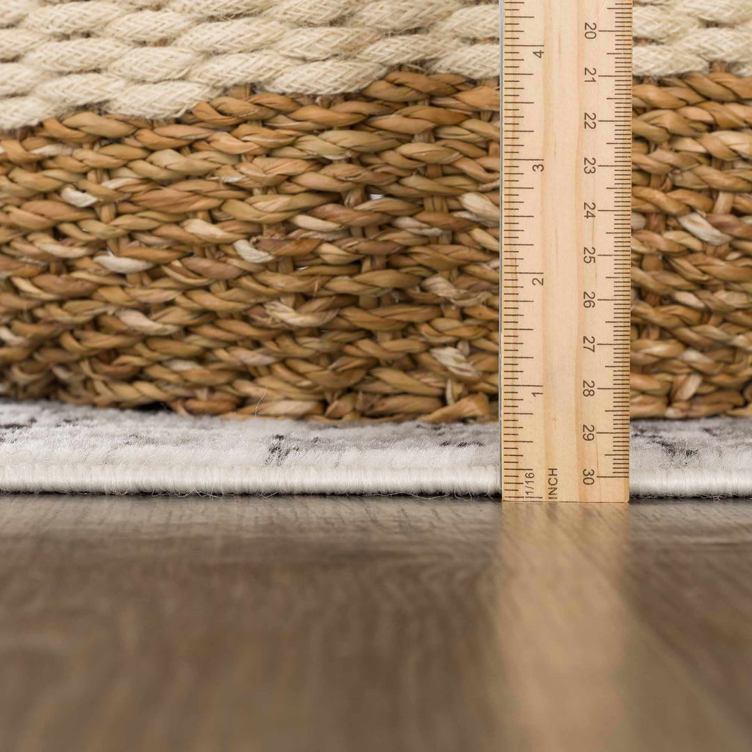Transitional Medallion Heriz Design Beige, Black and Gray Medium Pile Area Rug - The Rug Decor