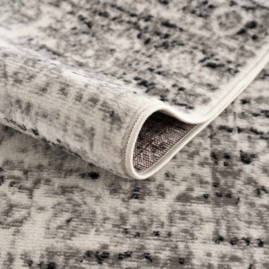 Transitional Medallion Heriz Design Beige, Black and Gray Medium Pile Area Rug - The Rug Decor