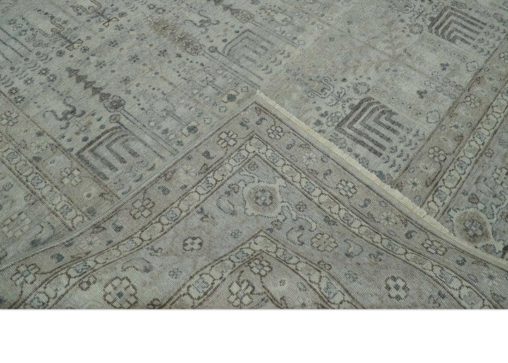 Tree of life Antique Distressed Finished Gray and Silver Low Pile Multi Size wool Area Rug - The Rug Decor