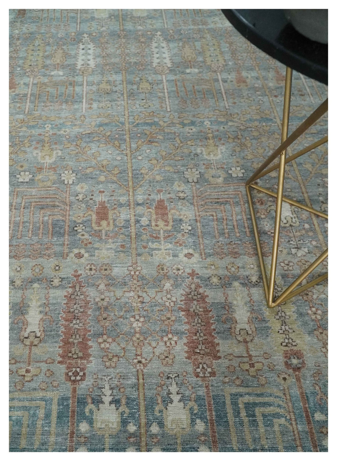 Antique Distressed Finished Gray, Silver and Rust Low Pile Turkish Rug ...