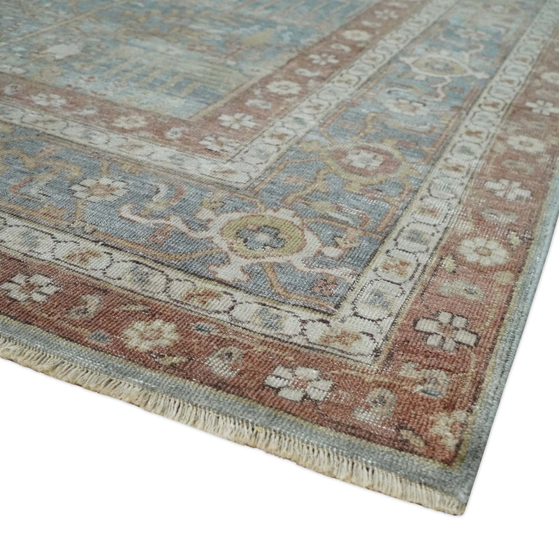 Olive Grey Rust Rug Antique Distressed Finished Gray, Silver and Rust Low Pile Turkish Rug ...