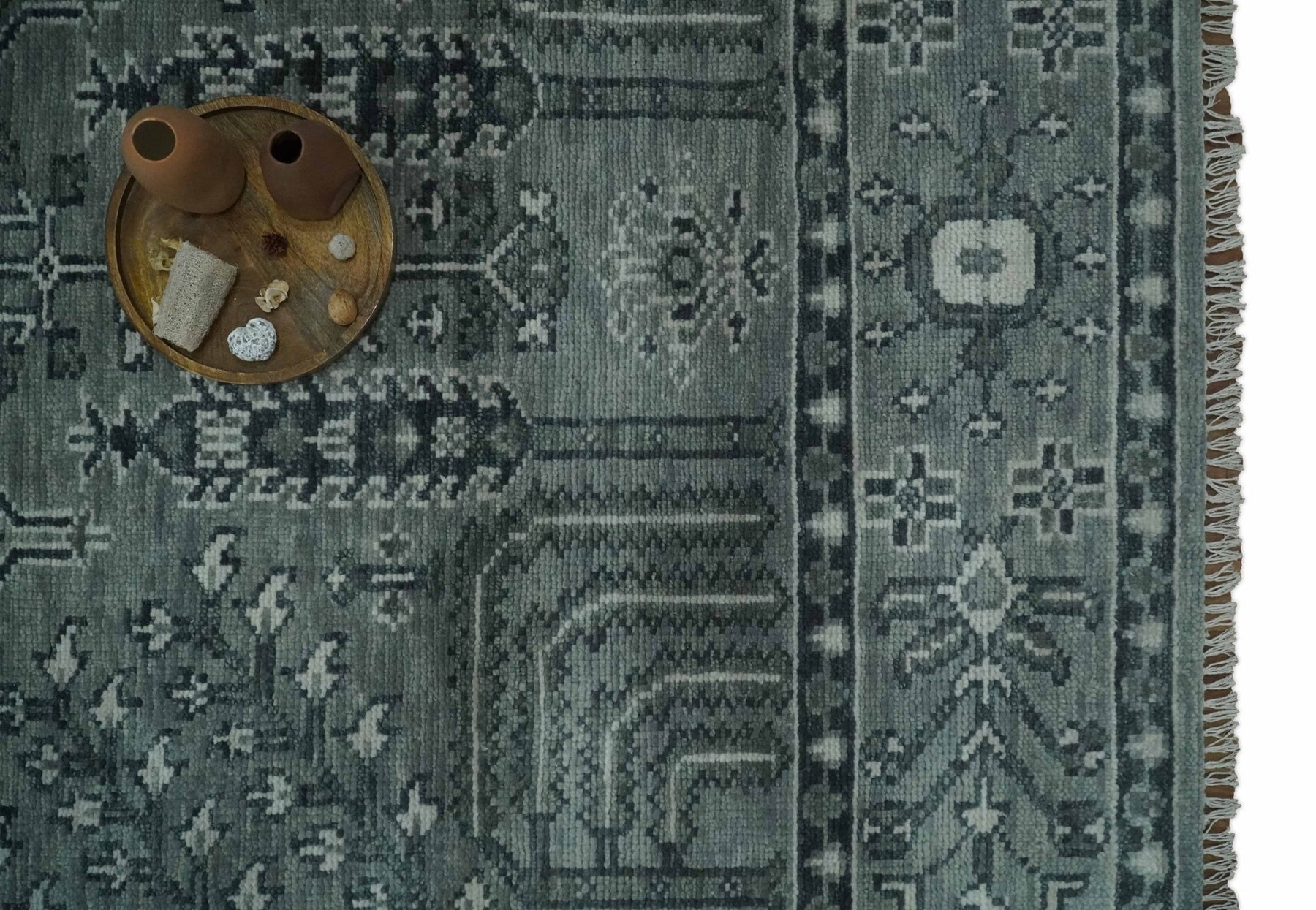 Tree of life Gray, Charcoal and Ivory Traditional Floral wool Area Rug ...