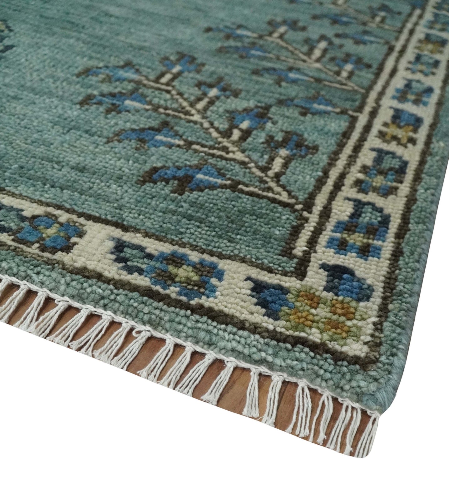 Tree of Life Green Traditional Hand Knotted Turkish Design 8x10 Wool Area Rug - The Rug Decor