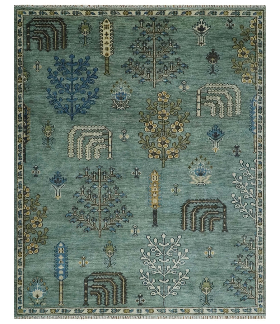 Tree of Life Green Traditional Hand Knotted Turkish Design Multi Size Wool Area Rug - The Rug Decor