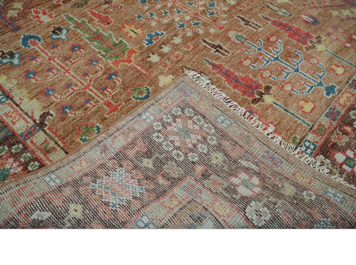 Tree of Life Rust and Brown Hand Knotted 8x10 Traditional Oushak Wool Rug - The Rug Decor