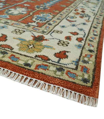 Tree Rug Hand Knotted Rust and Ivory 9x12 Traditional Turkish Design Wool Area Rug - The Rug Decor