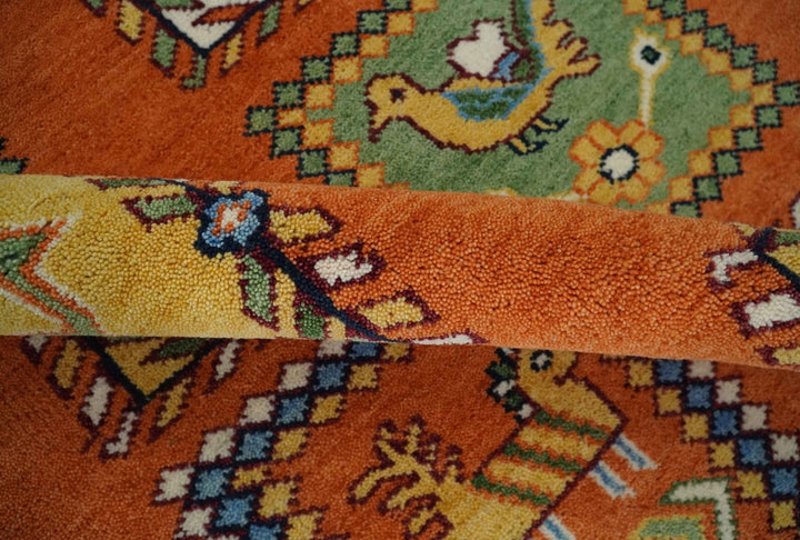 Tribal Gabbeh Rust, Ivory, Green and Beige Hand knotted Multi Size Antique Look Traditional Wool Area Rug - The Rug Decor