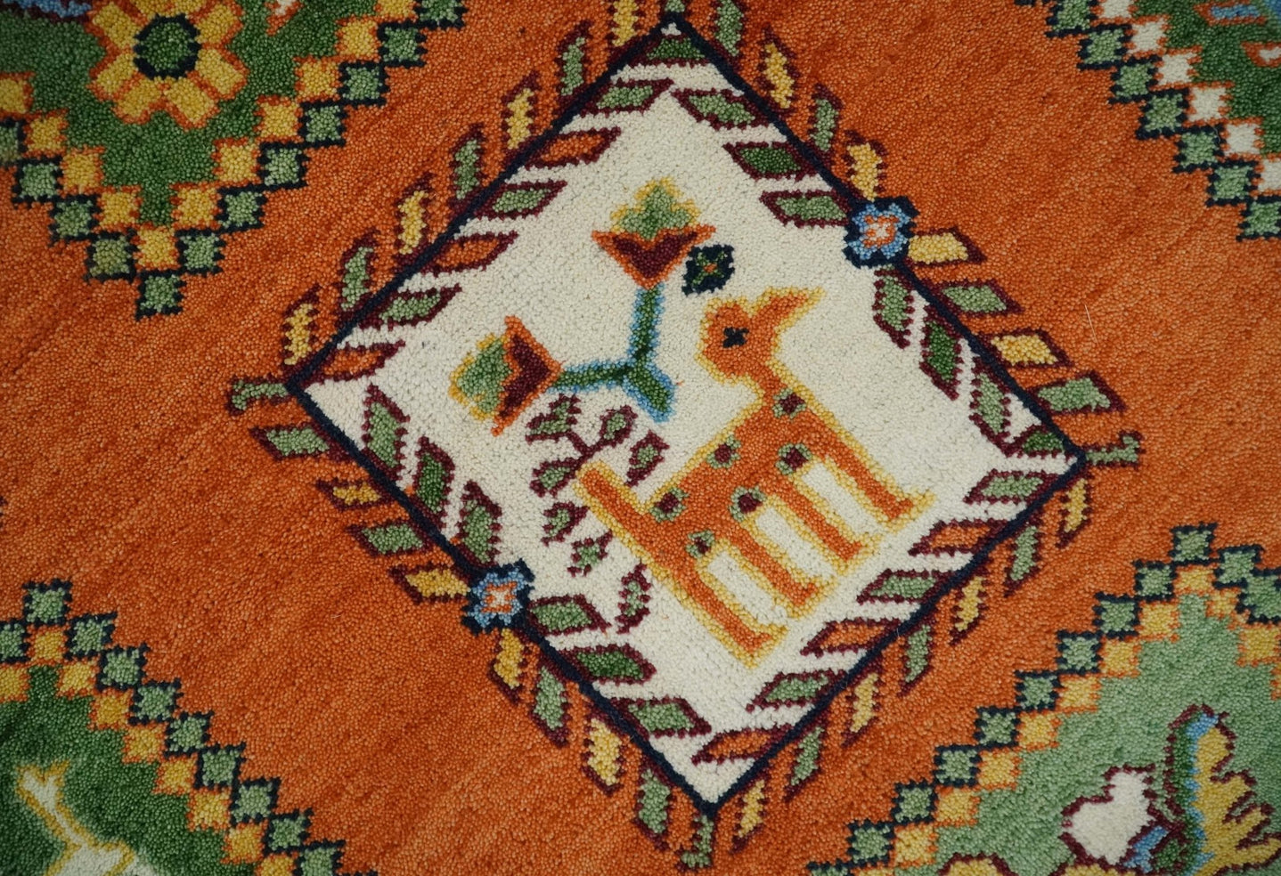 Tribal Gabbeh Rust, Ivory, Green and Beige Hand knotted Multi Size Antique Look Traditional Wool Area Rug - The Rug Decor