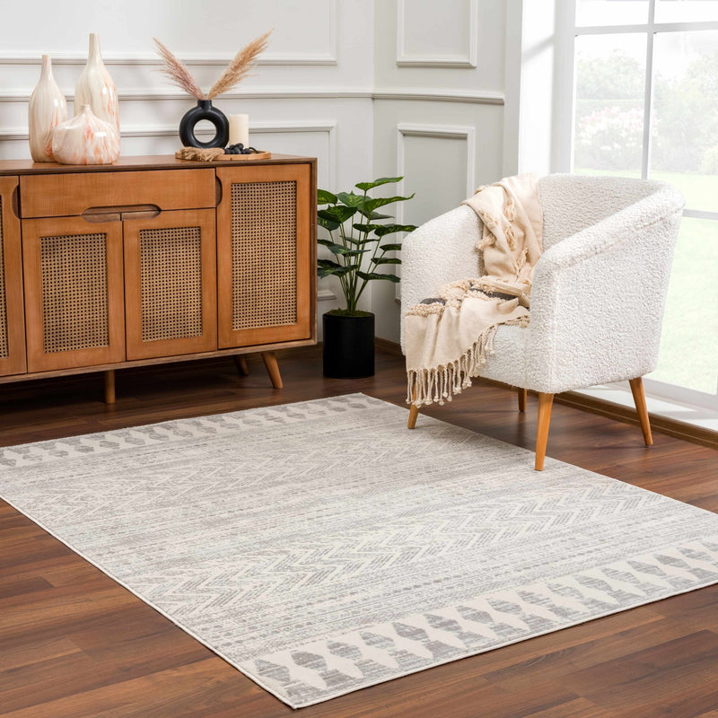 Tribal Look Beige and Charcoal Traditional Geometrical Design Rug - The Rug Decor