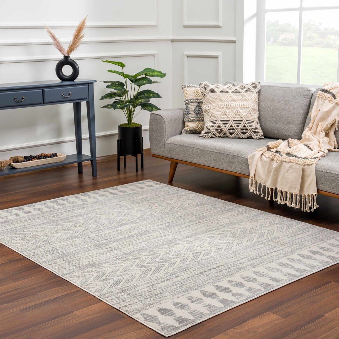 Tribal Look Beige and Charcoal Traditional Geometrical Design Rug - The Rug Decor