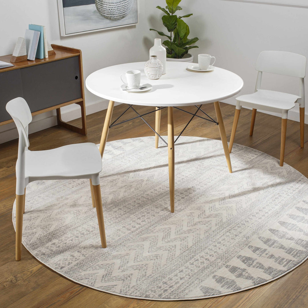 Tribal Look Beige and Charcoal Traditional Geometrical Design Rug - The Rug Decor