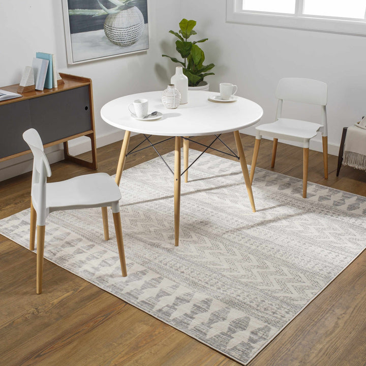 Tribal Look Beige and Charcoal Traditional Geometrical Design Rug - The Rug Decor