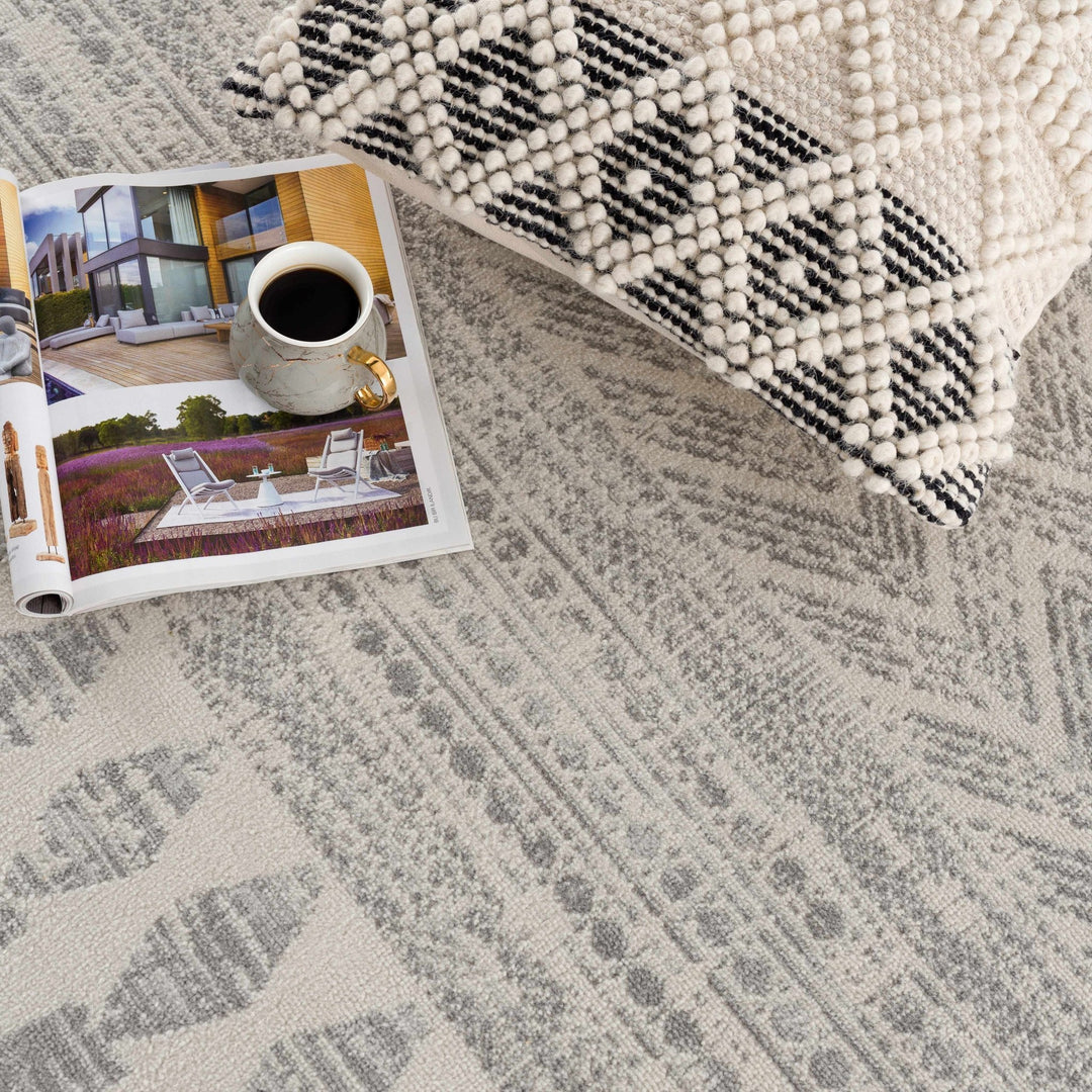 Tribal Look Beige and Charcoal Traditional Geometrical Design Rug - The Rug Decor
