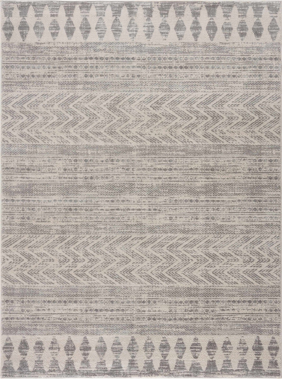Tribal Look Beige and Charcoal Traditional Geometrical Design Rug - The Rug Decor