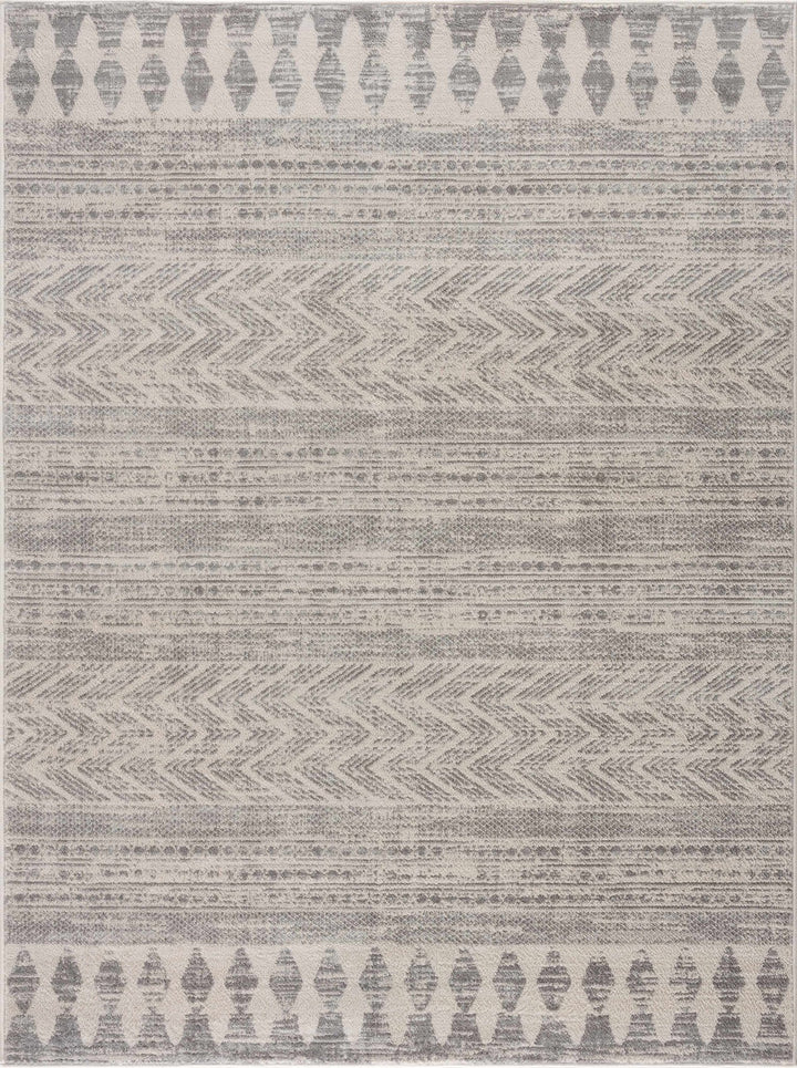 Tribal Look Beige and Charcoal Traditional Geometrical Design Rug - The Rug Decor