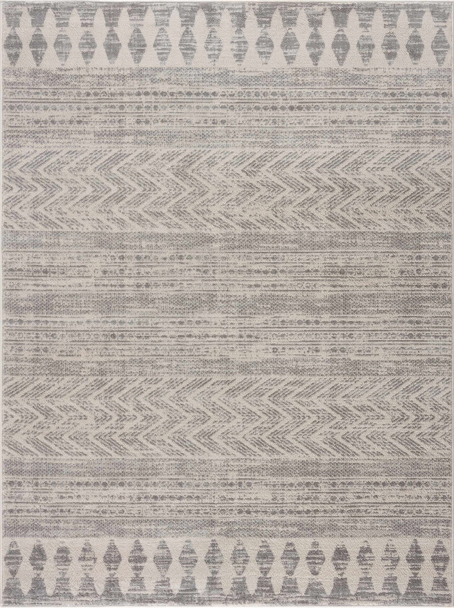 Tribal Look Beige and Charcoal Traditional Geometrical Design Rug - The Rug Decor