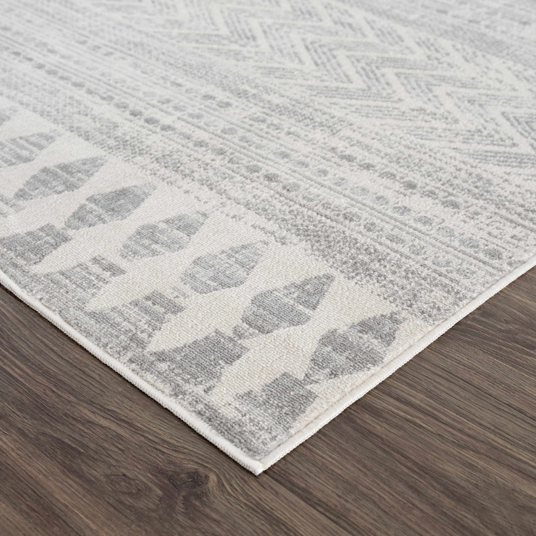 Tribal Look Beige and Charcoal Traditional Geometrical Design Rug - The Rug Decor