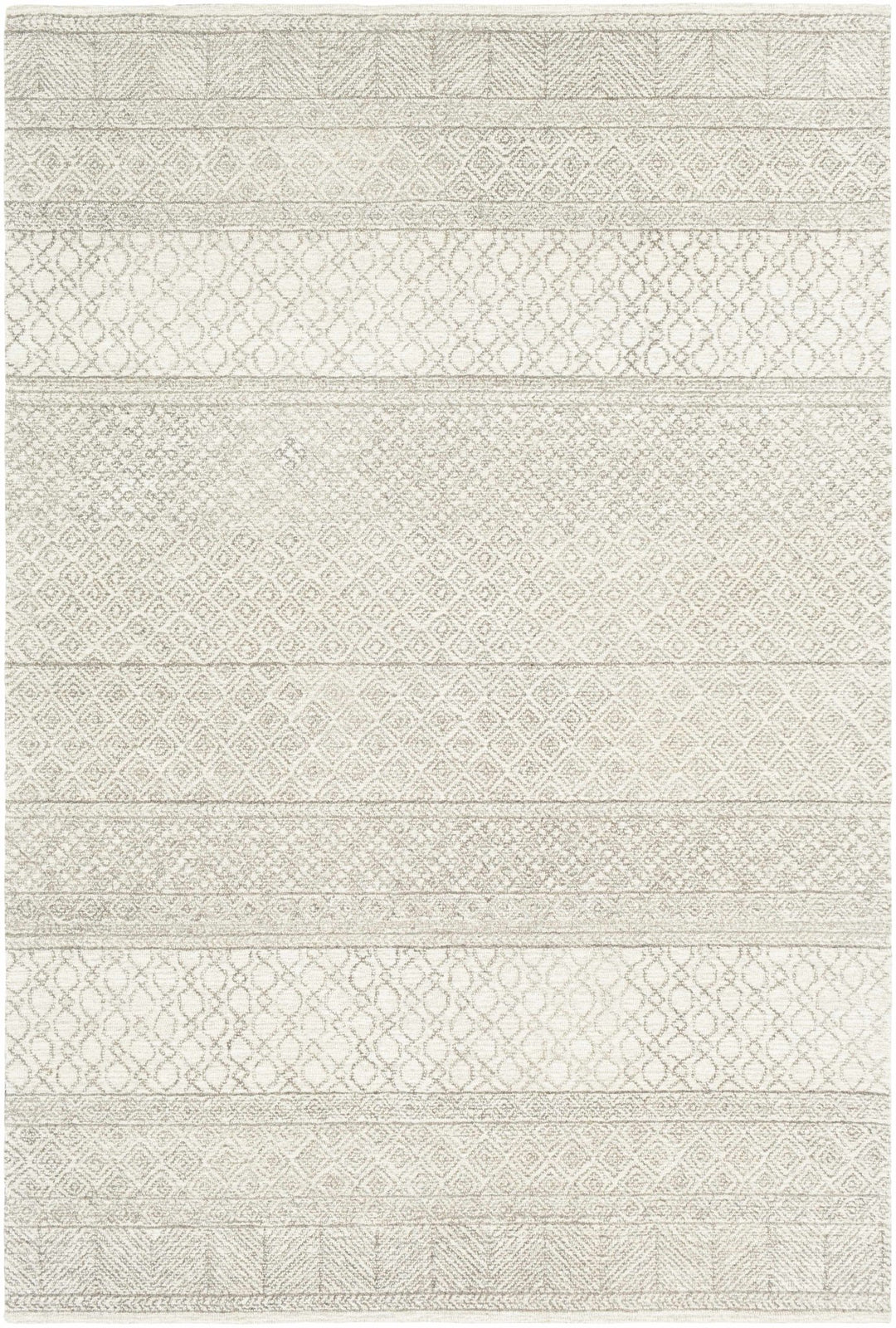 Tribal Look Ivory and Brown Geometrical Hand Tufted Wool Area Rug - The Rug Decor