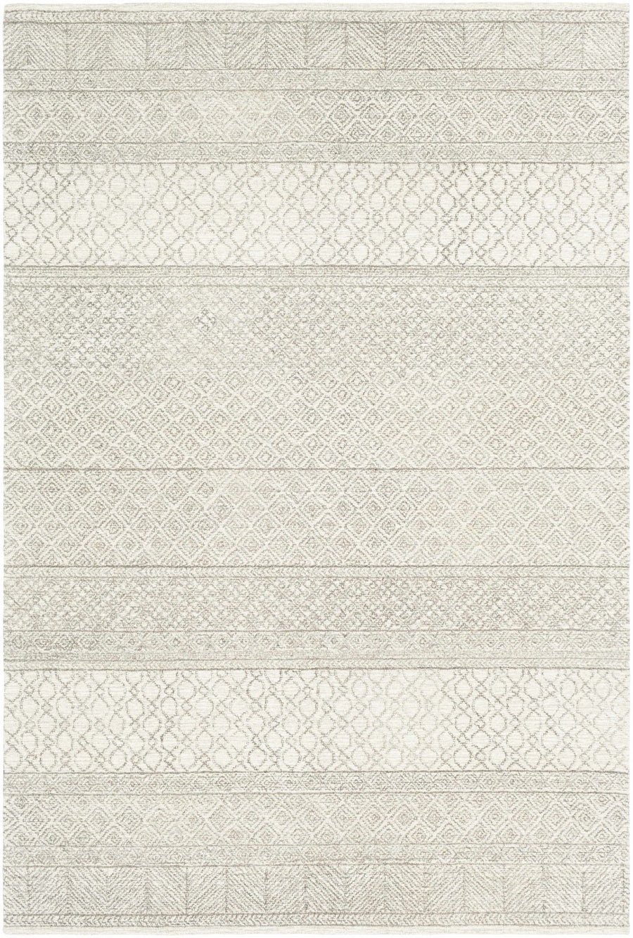 Tribal Look Ivory and Brown Geometrical Hand Tufted Wool Area Rug - The Rug Decor