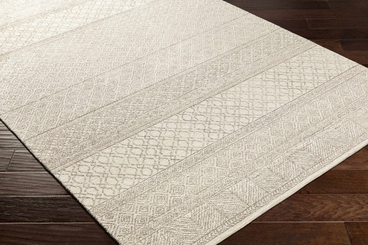 Tribal Look Ivory and Brown Geometrical Hand Tufted Wool Area Rug - The Rug Decor