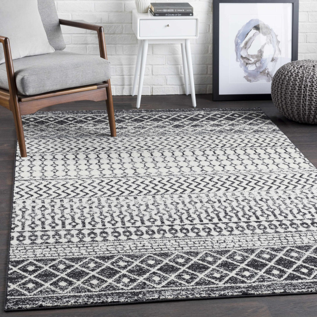 Tribal look Ivory and Charcoal Traditional Geometrical Design Rug - The Rug Decor