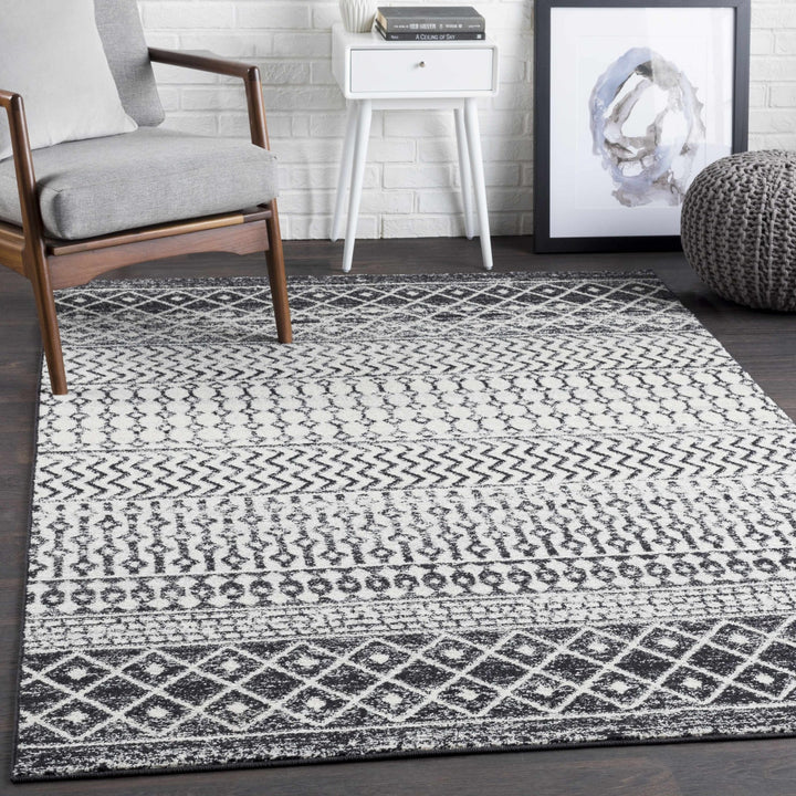 Tribal look Ivory and Charcoal Traditional Geometrical Design Rug - The Rug Decor