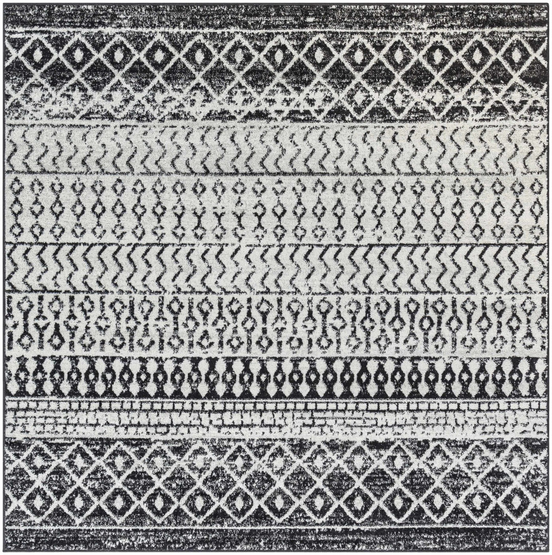 Tribal look Ivory and Charcoal Traditional Geometrical Design Rug - The Rug Decor
