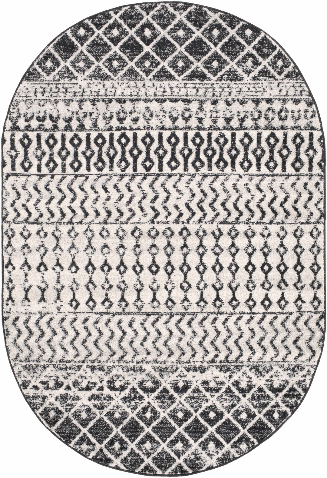 Tribal look Ivory and Charcoal Traditional Geometrical Design Rug - The Rug Decor
