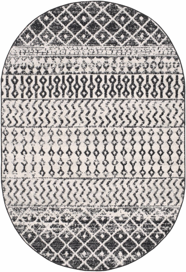 Tribal look Ivory and Charcoal Traditional Geometrical Design Rug - The Rug Decor