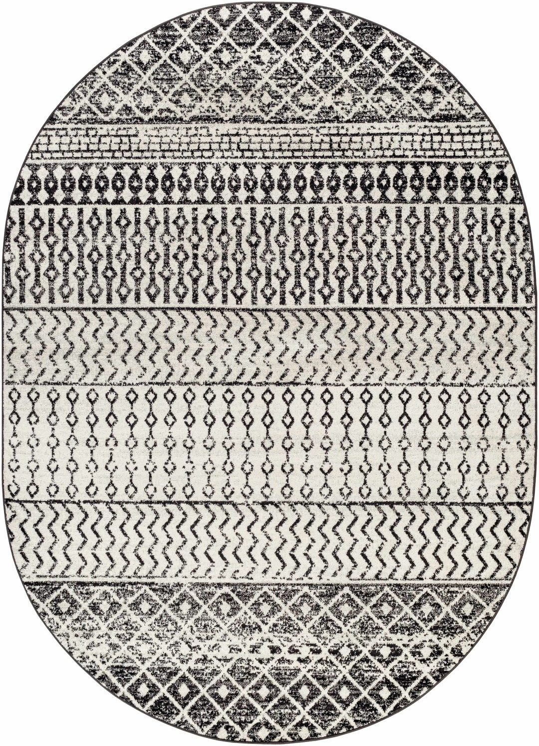 Tribal look Ivory and Charcoal Traditional Geometrical Design Rug - The Rug Decor