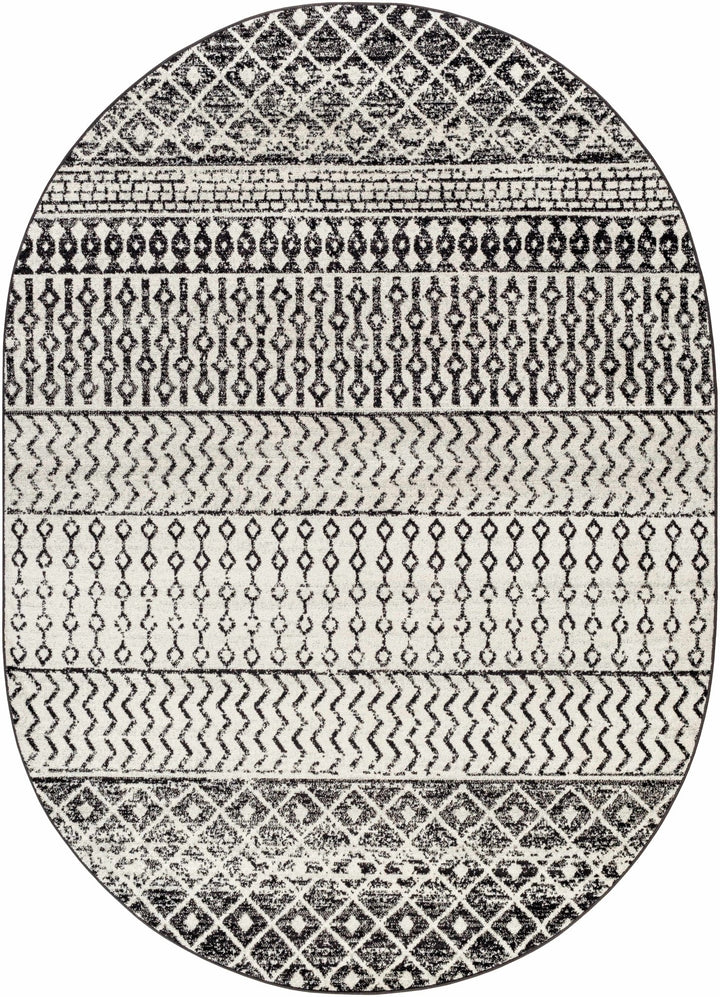 Tribal look Ivory and Charcoal Traditional Geometrical Design Rug - The Rug Decor